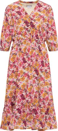 Usha Midi-jurk met bloemenprint qisha Dames Wol Wit Veelkleurig