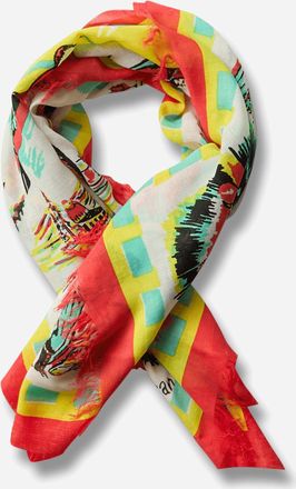 KAPITAL Rayon Fringe Stole (Yukon Life Map) Ecru