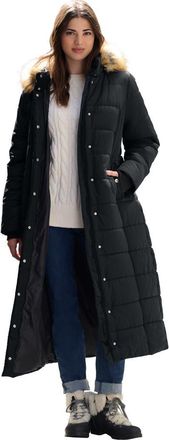 Roaman's Plus Size Maxi Length Puffer Coat in Black at Nordstrom, Size Medium
