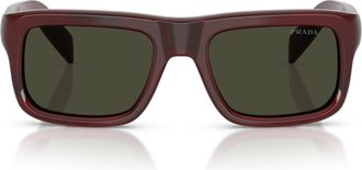 Prada 0pr D11s Thick Burgundy Rectangular Acetate Sunglasses