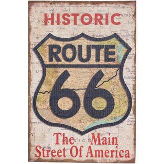 Biscottini International Biscottini - Impresi&oacute;nroute 66 Sobre La Tela De Yute Crudo Con Efecto Envejecido L60xpr2xh90 Cm