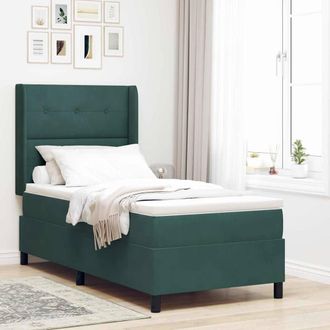 vidaXL Vidaxl Letto A Molle Con Testiera Verde Scuro 80 X 200 Cm Velluto