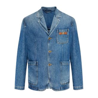 Versace Heren, Jassen, Blauw, Maat: XL Denim