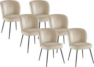 Vente-Unique Juego de 6 sillas de terciopelo y metal - Beige - POLPONA de Pascal MORABITO