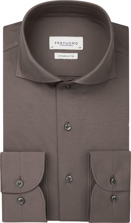 Profuomo business overhemd Profuomo Japanese Knitted bruin