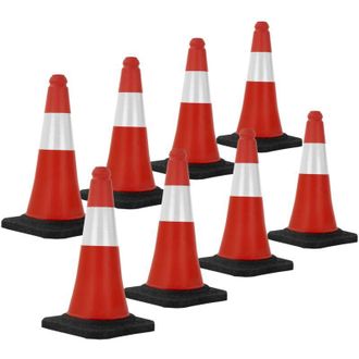 ECD Germany ECD Germany Set 8x Coni Stradali Segnaletici per il Traffico da 51 cm Rosso e Bianco Coni con Strisce Bianche Riflettenti Piloni con Base Pesante di