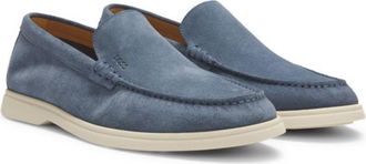 BOSS Debossed-logo loafers in suede