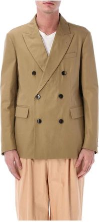Dries Van Noten Oversized Double Breasted Blazer - Heren - Blazers - Bruin - XL - Katoen - Jassen