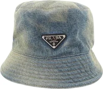 Prada Pre-owned Accessories, male, Blue, Size: ONE SIZE Pre-owned Denim Hat