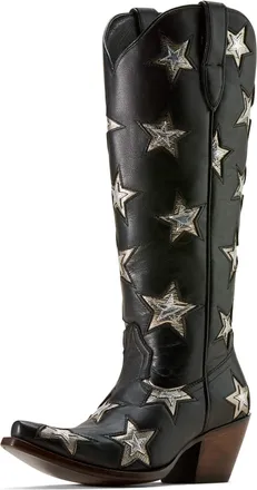 Ariat Womens Casanova Star X Toe Western Boots in Inkwell Black, B Medium Width, Size 5.5, by Ariat