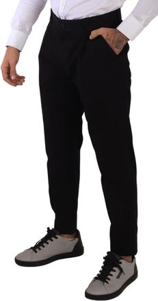 Dolce & Gabbana Mens Cotton Stretch Trousers Black Elastane