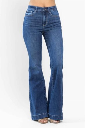 Judy Blue High Waist Wide Hem Flare Jeans In Medium Wash