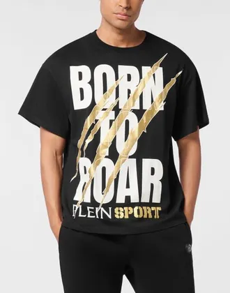 Plein Sport T-Shirt Round Neck Ss Scratch Men in Black/lightgold at Nordstrom, Size Xxx-Large