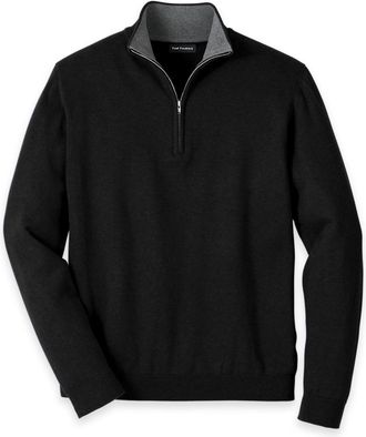 Paul Fredrick Supima Cotton Quarter Zip Mock Neck Sweater