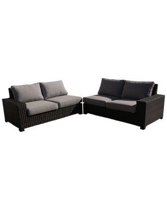 Courtyard Casual St Lucia Silver Oak 2Pc Sectional Set With 1 Left Loveseat And 1 Right Loveseat With Cushions