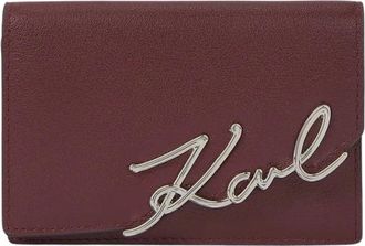 Karl Lagerfeld K/Signature Kleine Portemonnee - Dames - Portefeuilles - Bruin - ONE Size - Leer - Accessoires