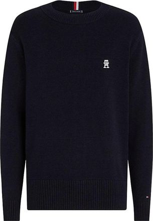 Tommy Hilfiger Midweight Cotton Crew Neck - Heren - Ronde hals truien - Blauw - L - Katoen - Truien & Vesten