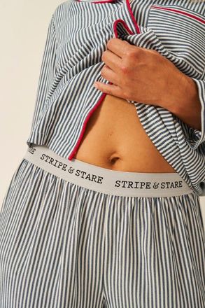 Stripe and Stare Ecovero Pyjama Bottoms in Midnight Stripe at Nordstrom, Size X-Small Uk
