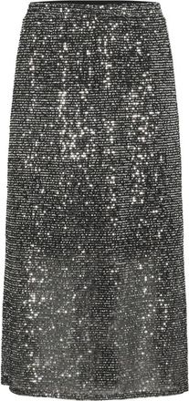 Kaffe Curve KClaila Sequins Skirt - Dames - Midirokken - Grijs - M - Leer - Rokken