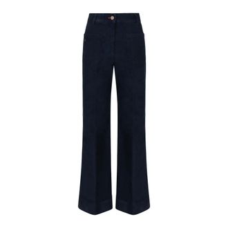 Victoria Beckham Alina Wide Leg Pants - Dames - Wijde Broeken - Blauw - W25 - Katoen - Broeken