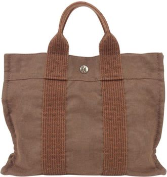 Herm&egrave;s Brown Canvas Tote Bag (Pre-Owned)