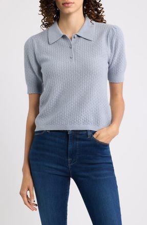 Frame Denim Honeycomb Polo Sweater in Grey Blue at Nordstrom, Size X-Small