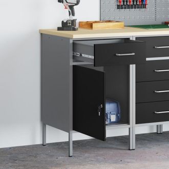 vidaXL vidaXL Banco da Lavoro con cassetto Nero e grigio 50 x 55 x 85 cm