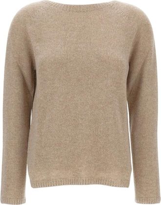 Max Mara Truien & Vesten, Dames, Beige, M, Wol, Rondgebreide kleding