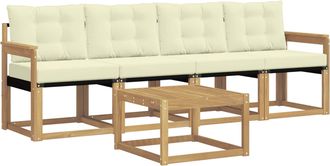 vidaXL Conjunto De Sof&aacute;s De Exterior 5 Uds. Blanco Y Crema Vidaxl