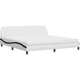 vidaXL Vidaxl - Cama Con Colch&oacute;n Cuero Sint&eacute;tico Blanco Y Negro 200x200 Cm