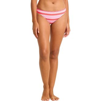 Tommy Bahama Tropi Flora Stripe Reversible Hipster Bikini Bottoms in Pink/White at Nordstrom, Size X-Small
