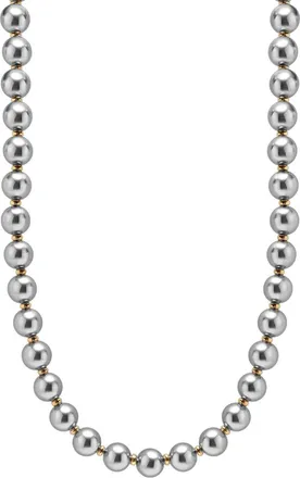 Nialaya Collana di perle con design metallico - Argento