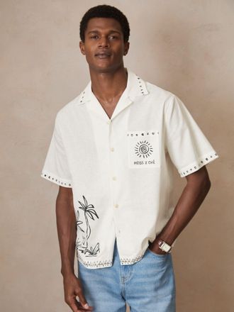 Reiss x Ché White | Cotton-linen Palm Shirt, S