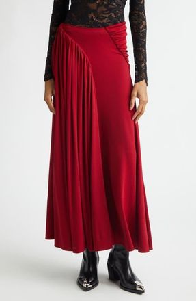 Paco Rabanne Ruched & Gathered Jersey Maxi Skirt in Red Wine at Nordstrom, Size 10 Us