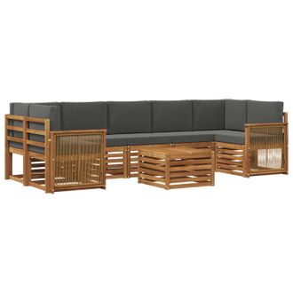 vidaXL Conjunto De Sof&aacute;s De Exterior 8 Uds. Natural Y Antracita Vidaxl