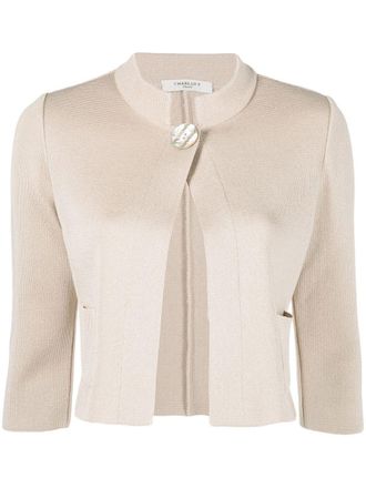 Charlott single-button three quarter sleeves cardigan - Neutrals