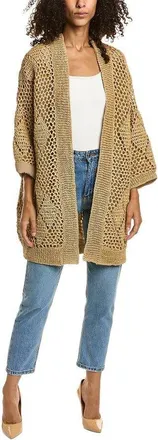 Brunello Cucinelli Beige Open-Knit Long Cardigan, Size X-Small