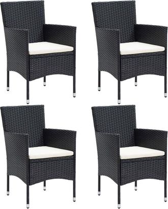 vidaXL Vidaxl - Sillas de comedor para jardín 4 unidades ratán sintético negro