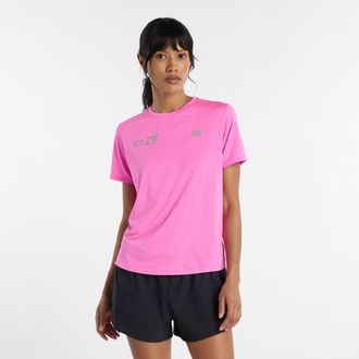 New Balance Mujer London Edition RC Essential T-Shirt en Rosa, Poli&eacute;ster, Talla L