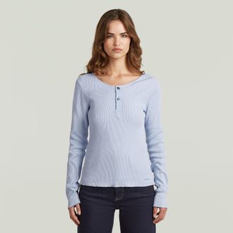 G-Star Slim Henley Longsleeve T-Shirt - Lichtblauw - Dames
