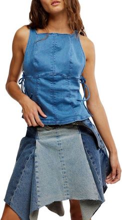 Free People Not My Fault Denim Corset Tank in Denim Baby Blue Wash at Nordstrom, Size X-Large