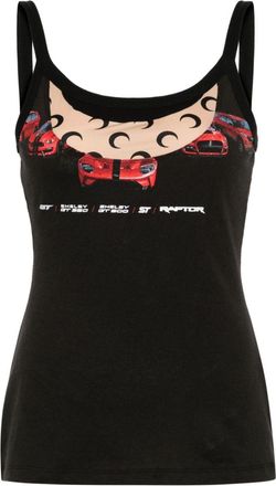 Marine Serre Regenerated mix-print top - women - Cotton/Recycled Elastane/Recycled Polyamide - S - Black