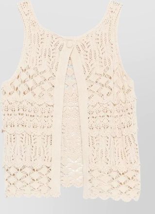 Semicouture cotton openwork knit sleeveless tank top