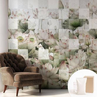 Tulup Carta Da Parati Facile Da Installare - Vlies Per Arredamento Interno - Per Pareti - Stile Moderno - Con Colla Gratuita Motivi Di Loto 250x250 Cm