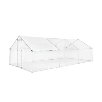 Sweeek Gallinero y aviario de acero galvanizado, gris et vert