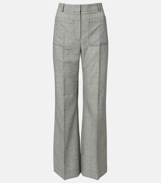 Victoria Beckham Checked virgin wool straight pants