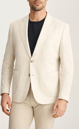 34 Heritage Matteo Slim Fit Beige Linen & Cotton Blend Piqu&eacute; Sport Coat at Nordstrom, Size 48