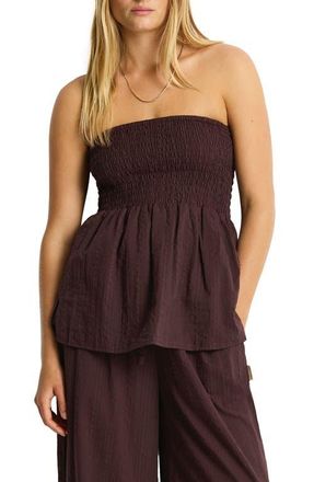 Sea Level Australia Shirred Strapless Top in Chocolate at Nordstrom, Size X-Small