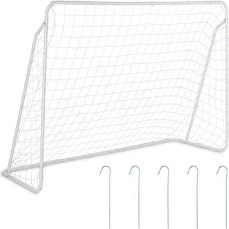 Relaxdays Relaxdays - Porter&iacute;a Jard&iacute;n, Arco De F&uacute;tbol Para Ni&ntilde;os Y Adultos, Grande, 153 X 217 X 75 Cm, Metal, Resistente, Blanco