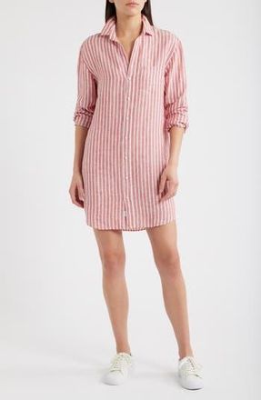 Frank & Eileen Mary Classic Long Sleeve Shirtdress in Red White Textured Stripe at Nordstrom Rack, Size Small
